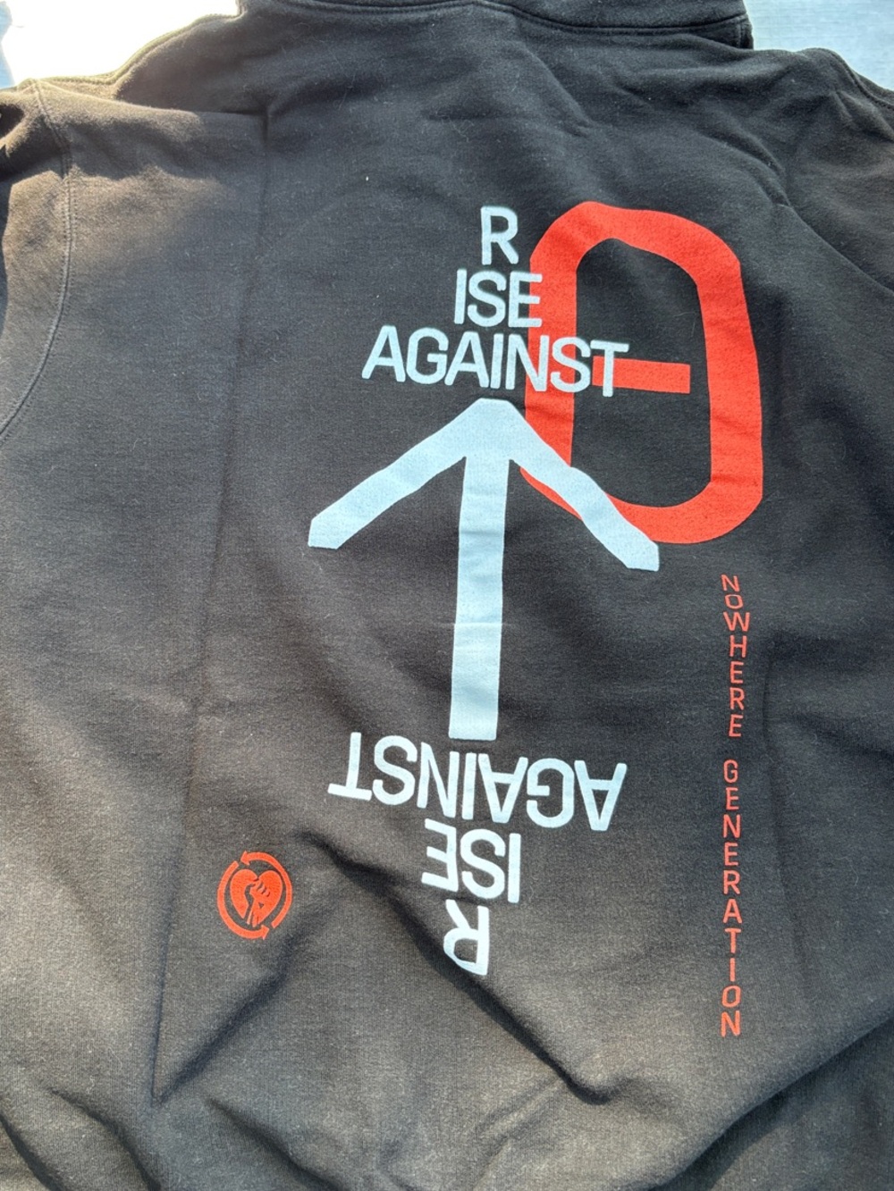 Rise Against Graphic Hoodie - Black with Red & White Print